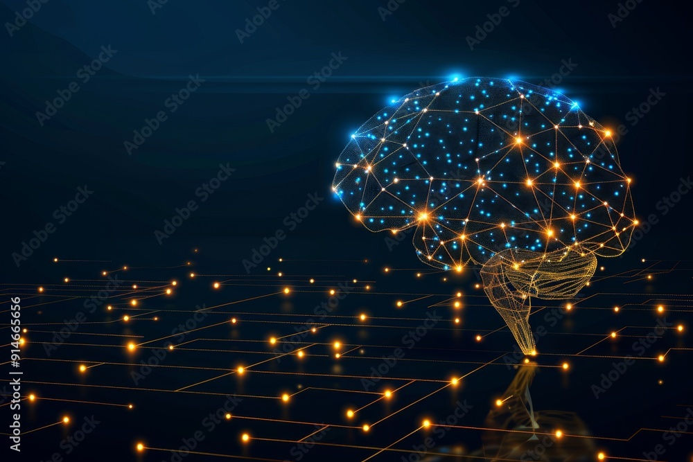 Poster brain shaped tree glowing with knowledge metaphor for growth in learning and enlightenment through e