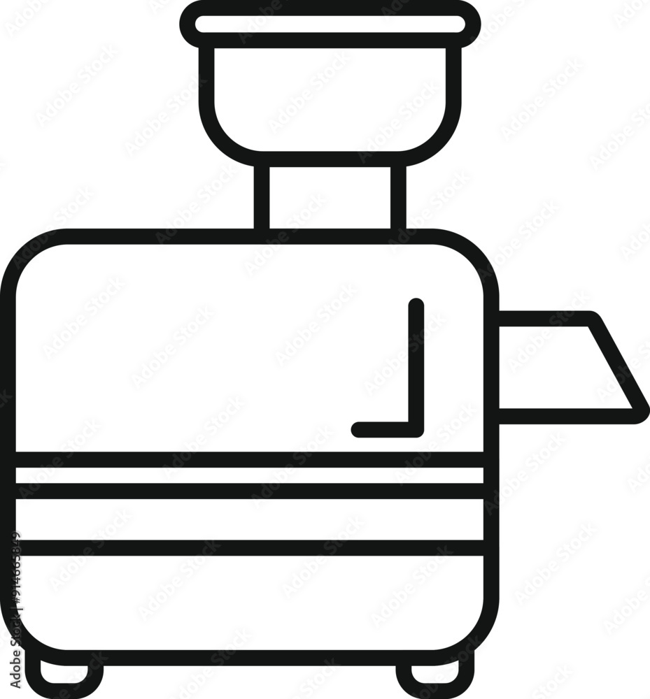 Poster simple line art icon of a grain grinder crushing machine with a container on top