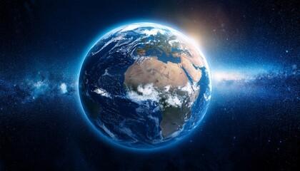 Fototapeta premium An image of earth and the ozone layer from the outer space 