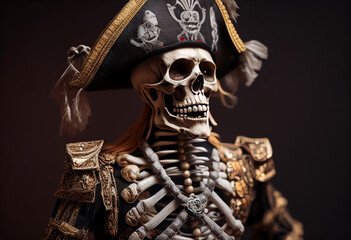 A skeleton in pirate garb. AI Generated