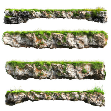 Coastal cliff on transparent background