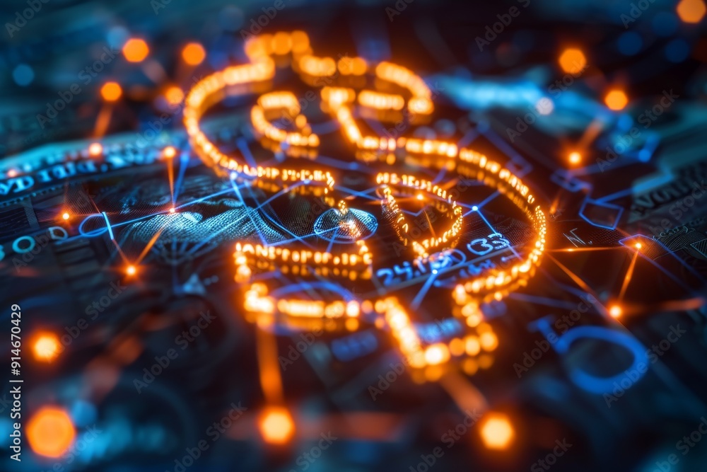Aufkleber digital representation of dna strands in neon lights illustrating genetic coding and biotechnology a