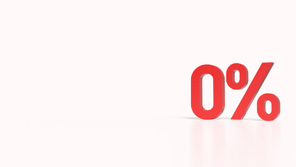 The red zero percent for Business concept 3d rendering.