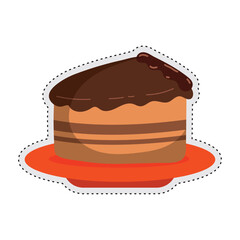 Chocolate cake slice Autumn sticker icon Vector