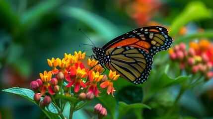 Fototapeta premium Monarch Butterfly on Orange Flowers