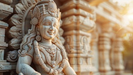 Fototapeta premium Stone Deity Statue at Hindu Temple