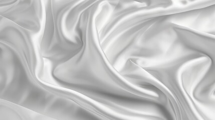 Fototapeta premium Smooth White Silky Fabric with Wavy Folds, Flowing in the Wind.