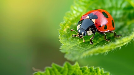 Fototapeta premium Ladybug on a Green Leaf