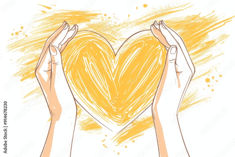 Aufkleber two hands forming a heart with golden strands beautifully representing the connection and unity in l