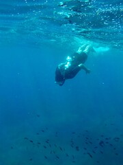 A man diving in the sea