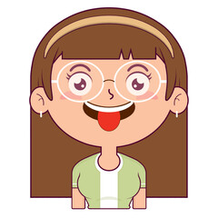 girl playful face cartoon cute