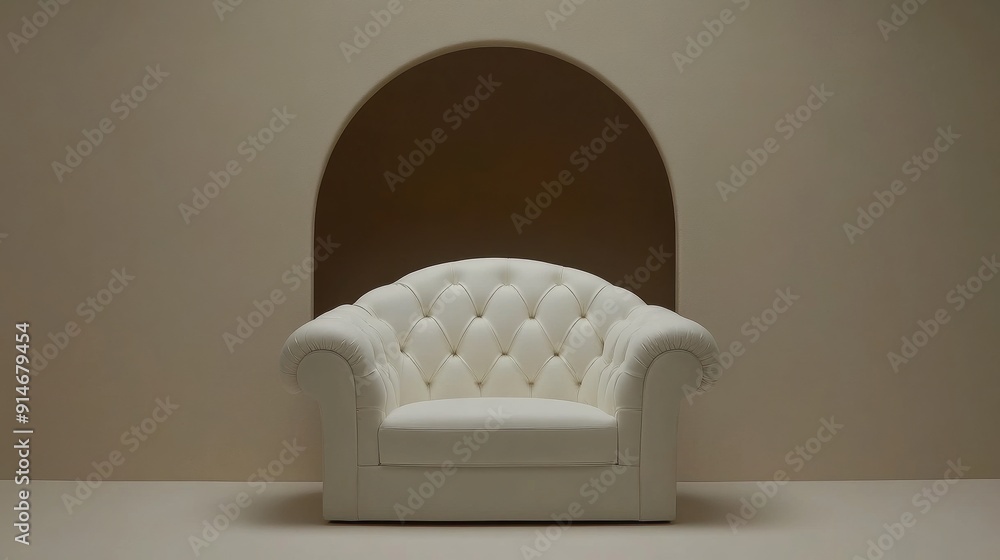 Canvas Prints Elegant White Sofa with Minimalist Background