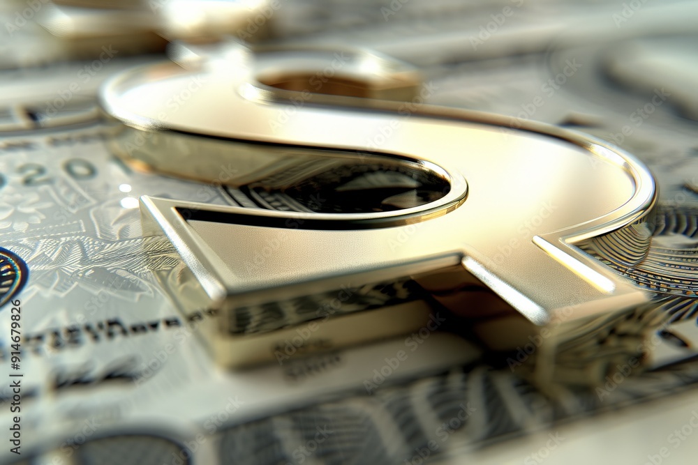 Poster intricate gears forming a dollar sign illustrating the mechanics of finance and the complexity of ec