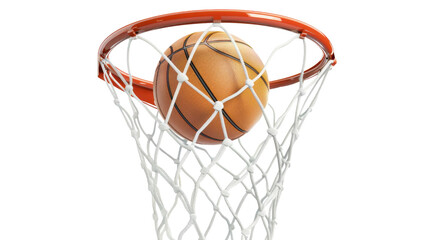 Basketball ball in the hoop on transparent background