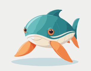 Cute marine animal on white isolated background