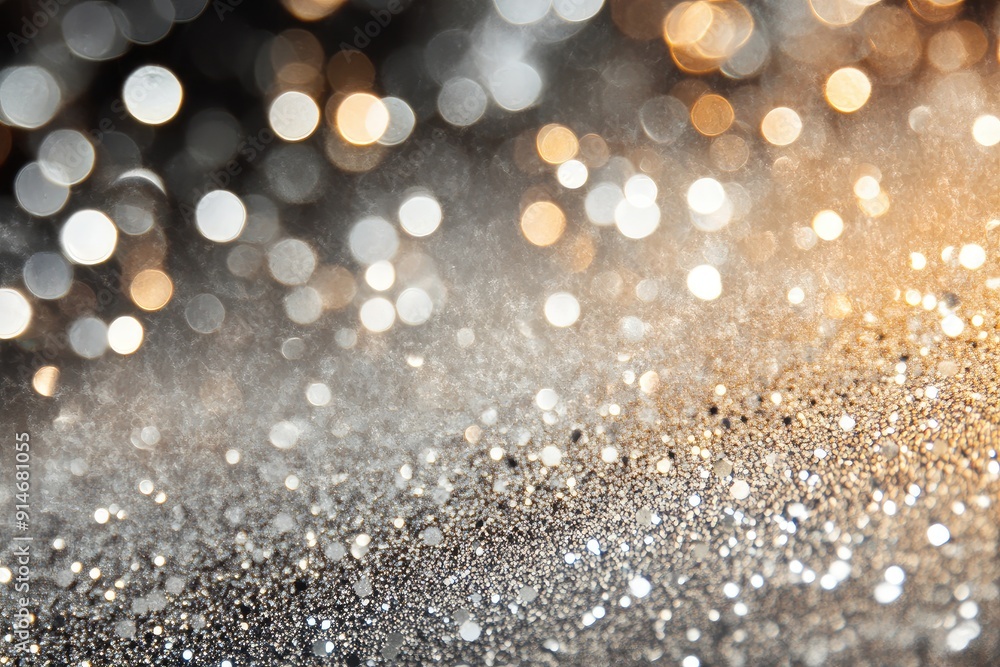 Poster Abstract silver and gold bokeh. Perfect for adding a touch of sparkle and elegance to your designs.
