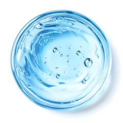 Macro Texture of Clear Blue Cosmetic Gel Serum with Bubbles