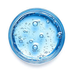 Macro Texture of Clear Blue Cosmetic Gel Serum with Bubbles