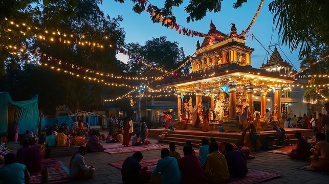 Tripura pournima deepotsav festival at Jangali Maharaj Temple Pune Maharashtra India Asia : Generative AI
