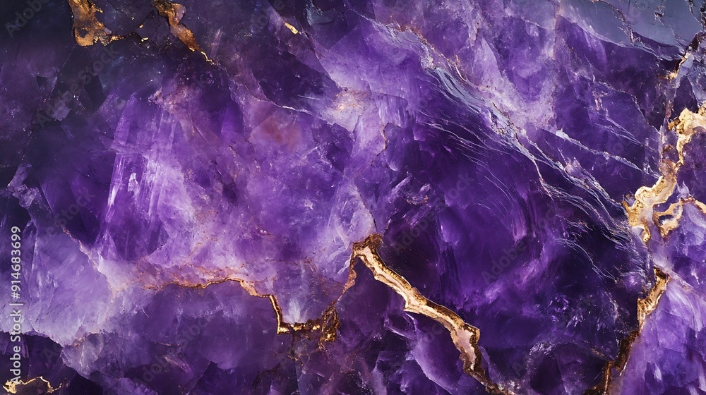 Aufkleber Macro detail charoite closeup of a textured semiprecious gemstone background backlight transparency : Generative AI