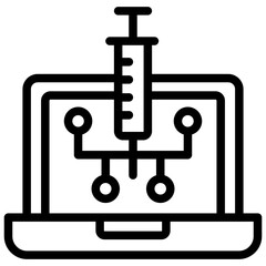 code injection icon illustration design with outline