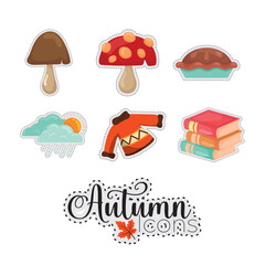 Autumn stickers icons set Vector