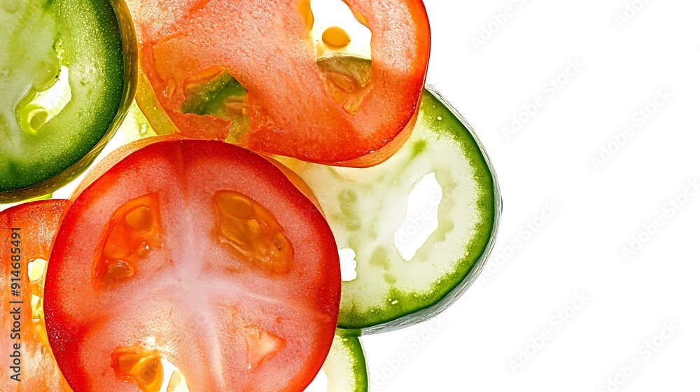 Poster backlit vegetable slices isolated on white background transparent food composition : generative ai
