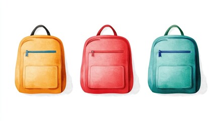 Cheerful and colorful watercolor of a back to school icon with vibrant sticky notes isolated on a clean white background This creative design element can be used for education school study