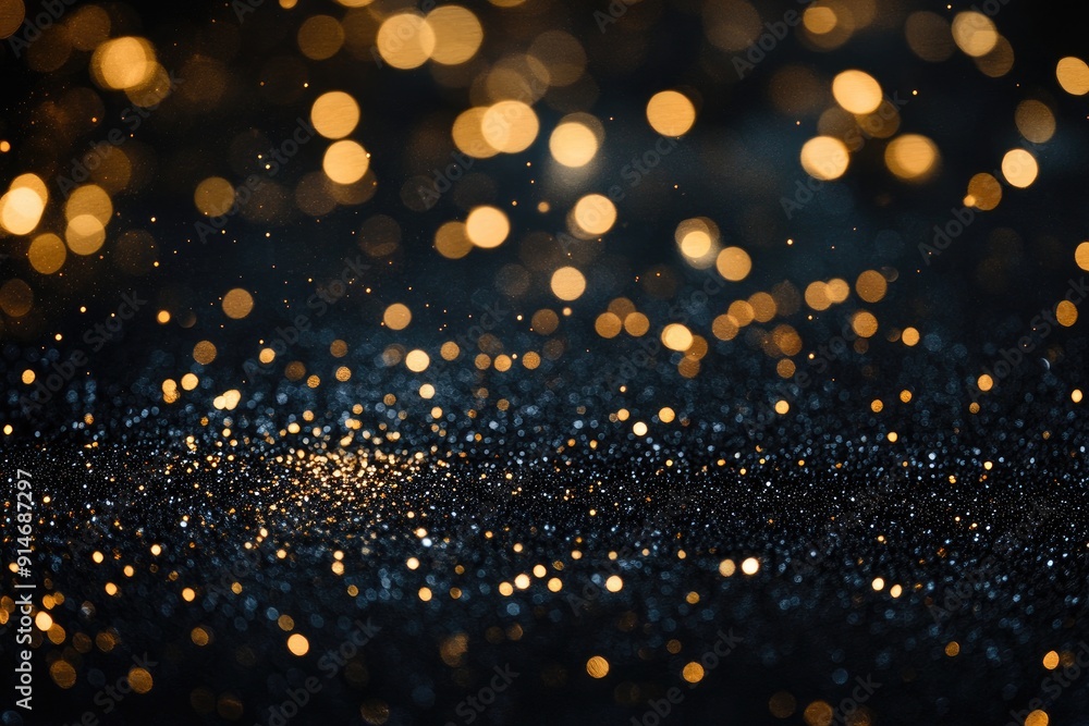 Poster sparkling golden bokeh on black. this photo is ideal for adding a touch of festive magic to any proj