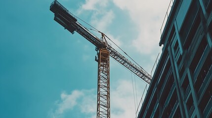 Fototapeta premium Construction Crane at Building Site Concept of Modern Construction : Generative AI