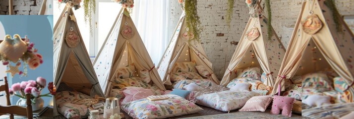 Girls Slumber Party in Exquisitely Decorated Teepees