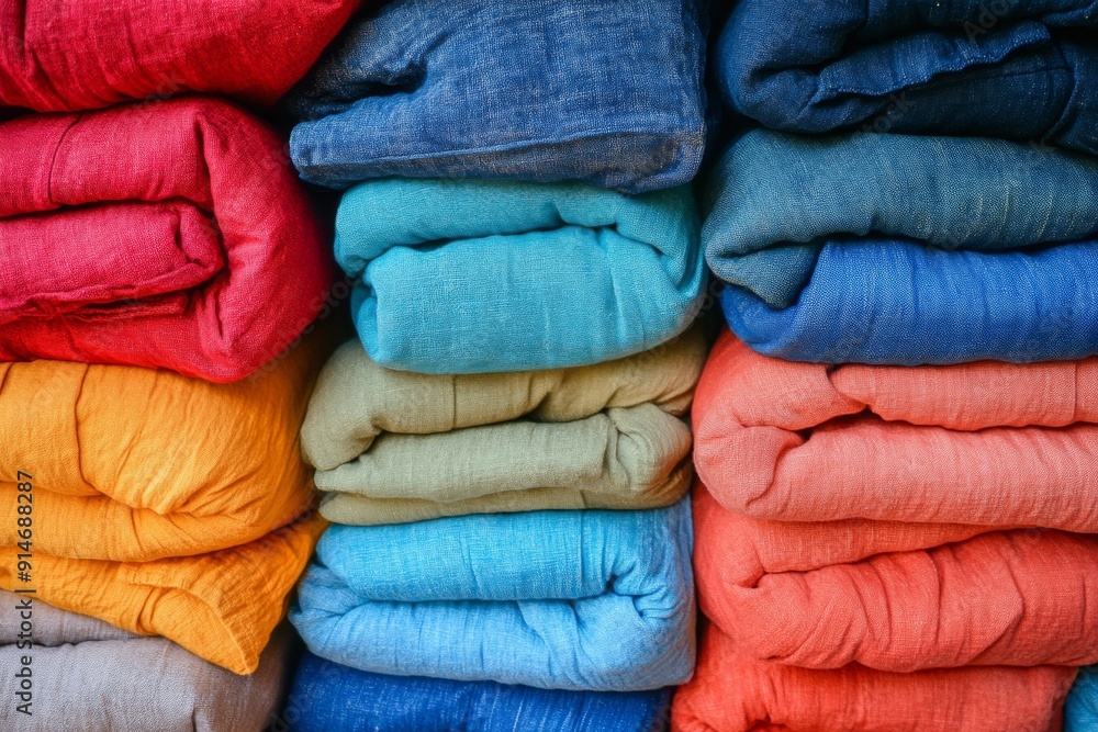 Aufkleber vibrant towels arranged in a neat stack showcase a range of delightful colors and textures for home 