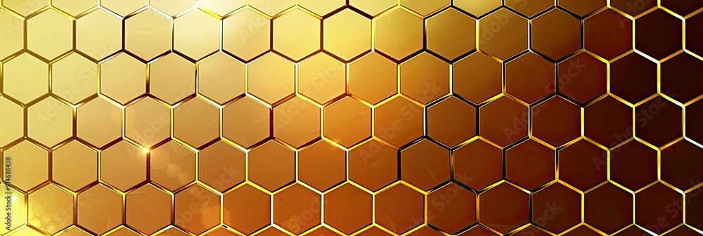 Aufkleber a mesmerizing golden honeycomb pattern reflecting warm light in an artistic display of texture and c