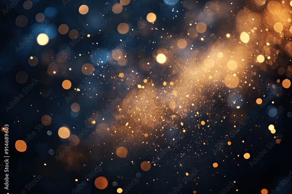 Poster bokeh lights sparkle in the dark. perfect for backgrounds, adding magic to designs.