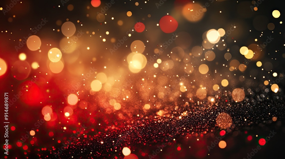 Poster abstract red and gold bokeh background. perfect for adding a festive touch to your design projects.