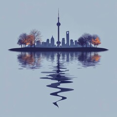 Shanghai Skyline Reflection