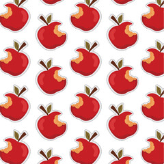 Apple fruit sticker icon Pattern background Vector