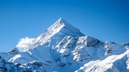 Majestic Snowy Mountain Peak Under a Clear Blue Sky © julio