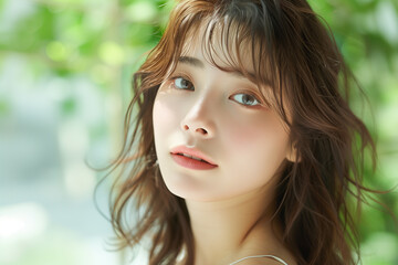 Naklejka premium 森林浴をする女性 健康