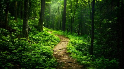 Obraz premium Path Through Lush Green Forest