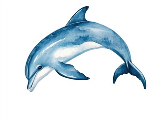 Fototapeta premium Vibrant and Playful Watercolor of a Happy Dolphin Icon Perfect for Summer Themed Designs Websites and Advertisements