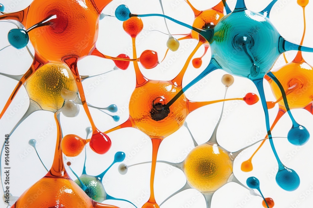 Poster dynamic brain network illustrated with fiery connections representing cognitive processes and neural