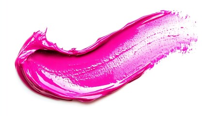 Fototapeta premium Pink lip gloss texture isolated on white background Smudged cosmetic product smear Makup swatch product sample : Generative AI