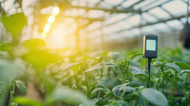 Agriculture smart farming technology sensor co2 humidity lighting temperature monitoring device for automation plant nursery in greenhouse : Generative AI