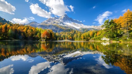 Autumnal Reflections in a Mountain Lake