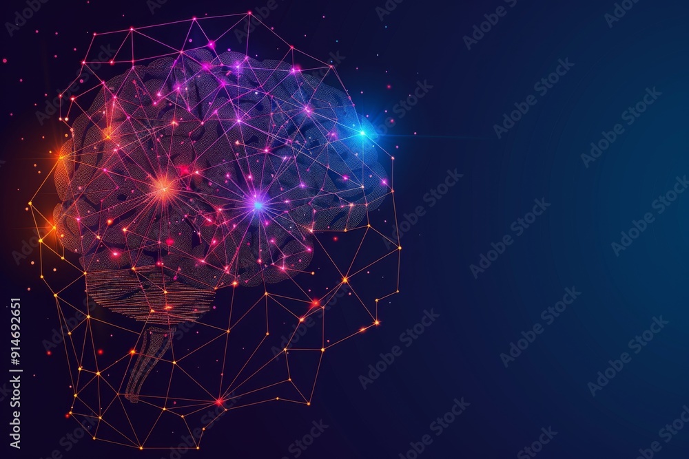 Poster neural network in deep space visualizing the complex connectivity and expansive reach of the human m