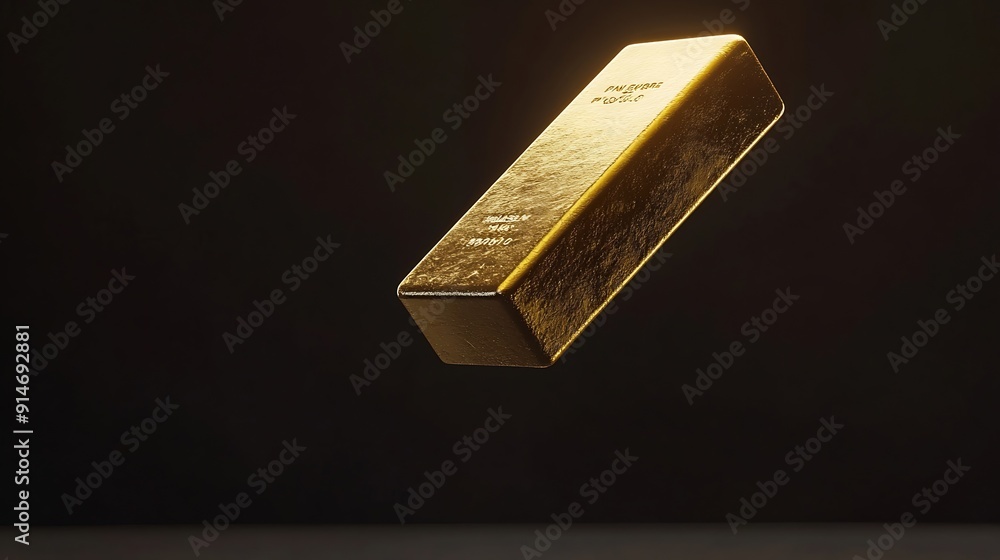 Aufkleber gold bar float in mid air with element ingot nugget gold bar standard is bank reserve to finance eco