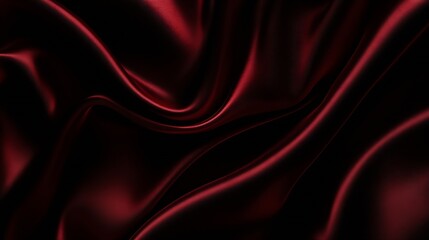 Obraz premium Black dark deep burgundy ruby cherry plum red abstract background Silk satin velvet fabric Elegant luxury rich Curtain drapery fold line wave flow Romance Valentine Birthday Christmas : Generative AI