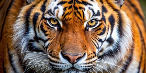 Fototapeta premium Close up of a fierce tiger face , tiger, close up, feline, predator, animal, carnivore, wild, nature, striped, whiskers