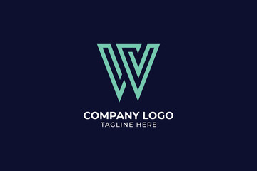 WV logo letter design on luxury background, Letter W Abstract Logo Symbol. logo w, 